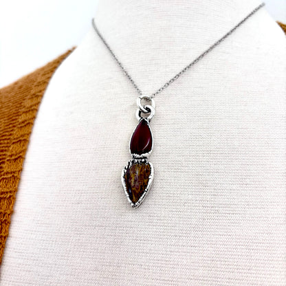 Multi Stone Carnelian Jasper Crystal Necklace Fine Silver / Foxlark Collection