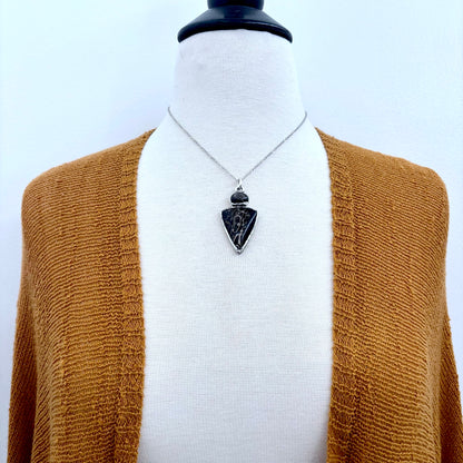 Multi Stone Black Star Sunstone Fossilized Palm Root Crystal Necklace Fine Silver / Foxlark Collection