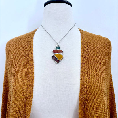 Multi Stone Turquoise Jasper Mookaite Crystal Necklace Fine Silver / Foxlark Collection