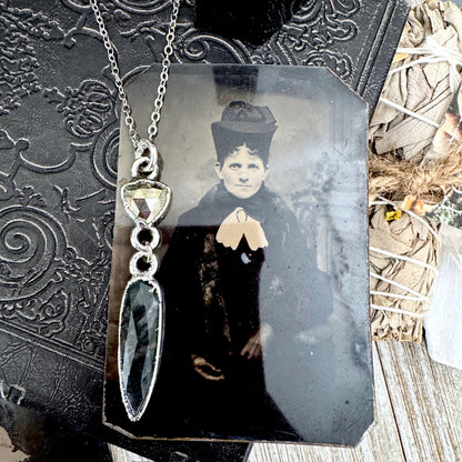 Multi Stone Pyrite and Moss Agate Charm Necklace in Fine Silver / Foxlark Collection FOXLARK