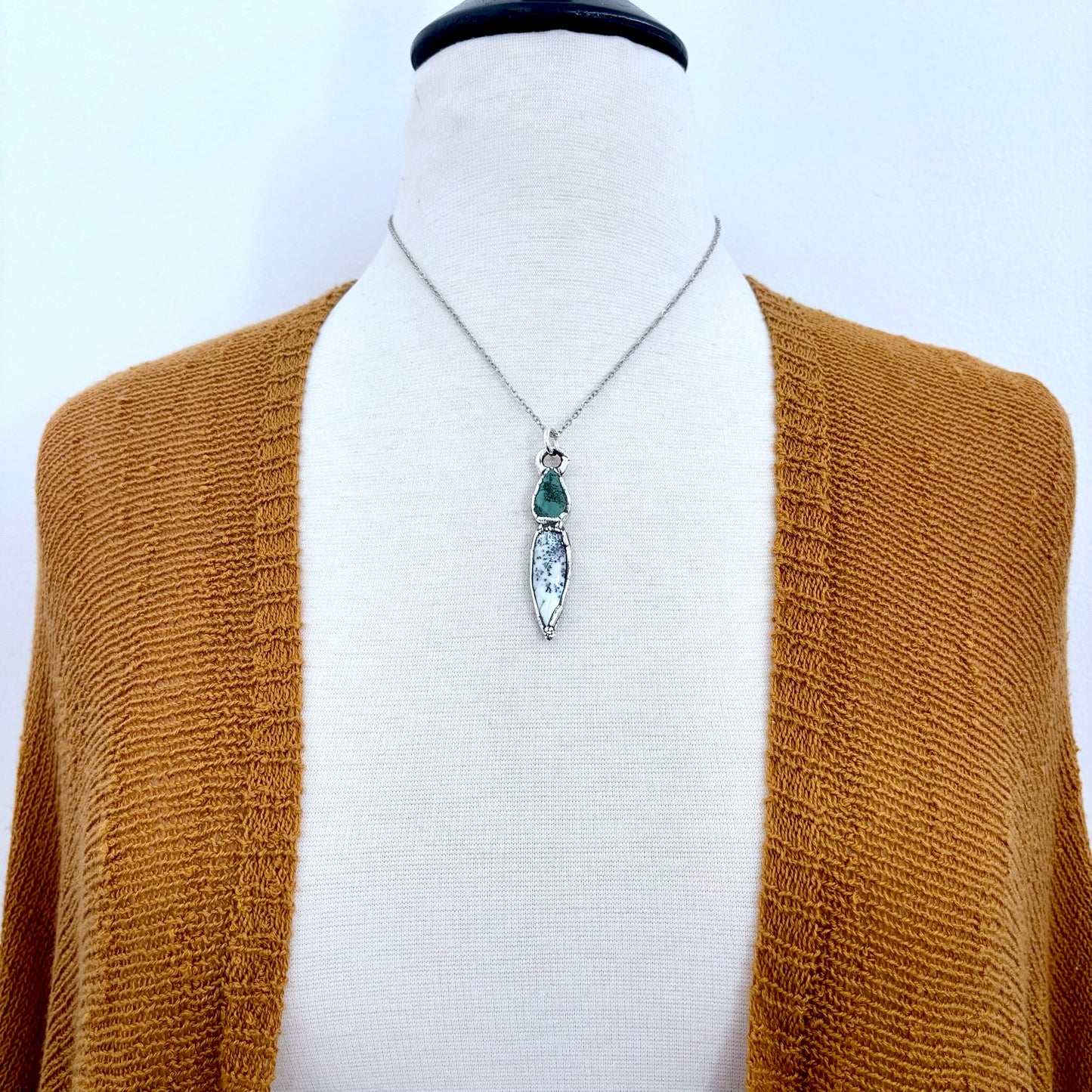 Multi Stone Turquoise Dendritic Agate Crystal Necklace Fine Silver / Foxlark Collection