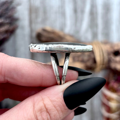 Silver Sheen Obsidian Crystal Ring Fine Silver Size 6.5 / Foxlark Collection - One of a Kind