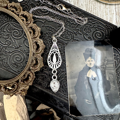 Graphite Infused Quartz Charm Necklace in Fine Silver / Foxlark Collection - One of a Kind