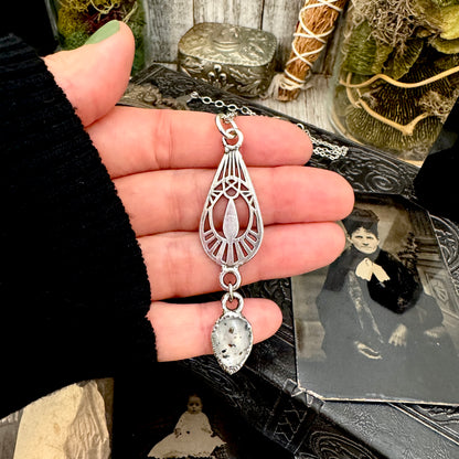 Graphite Infused Quartz Charm Necklace in Fine Silver / Foxlark Collection - One of a Kind