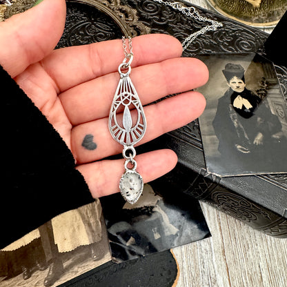 Graphite Infused Quartz Charm Necklace in Fine Silver / Foxlark Collection - One of a Kind