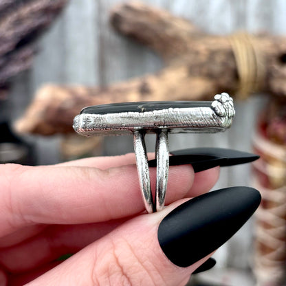 Fossilized Palm Root Crystal Ring Fine Silver Size 6.5 / Foxlark Collection - One of a Kind
