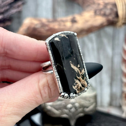Fossilized Palm Root Crystal Ring Fine Silver Size 6.5 / Foxlark Collection - One of a Kind