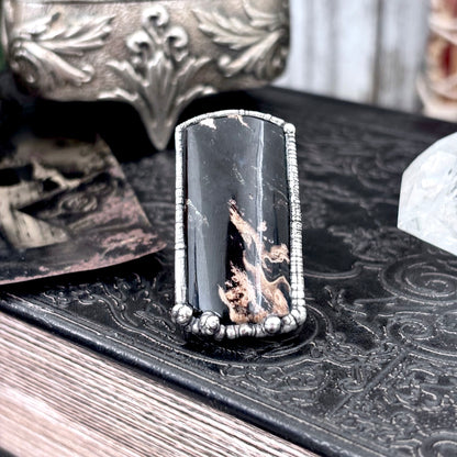 Fossilized Palm Root Crystal Ring Fine Silver Size 6.5 / Foxlark Collection - One of a Kind