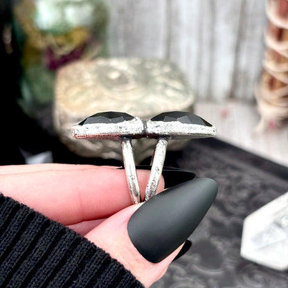 Multi Stone Black Onyx Crystal Ring Fine Silver Size 6 / Foxlark Collection - One of a Kind