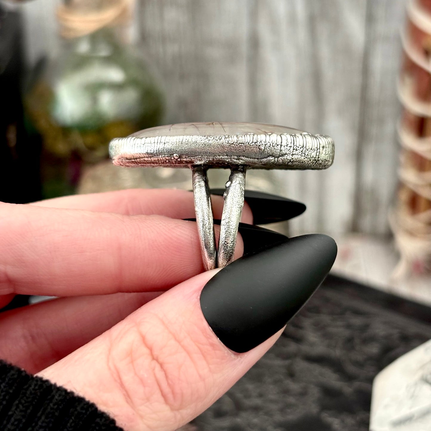 Rutilated Quartz Crystal Ring Fine Silver Size 8 / Foxlark Collection - One of a Kind