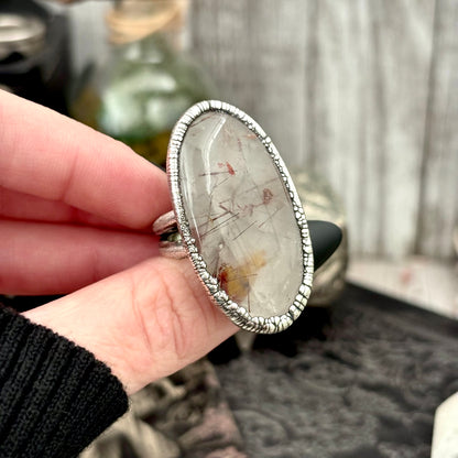 Rutilated Quartz Crystal Ring Fine Silver Size 8 / Foxlark Collection - One of a Kind