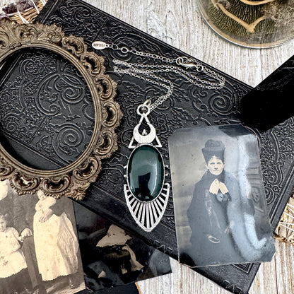 Moss & Moon Collection - Bloodstone Statement Necklace in Fine Silver / One of a Kind FOXLARK