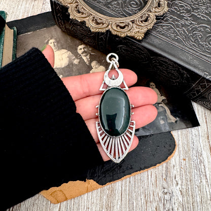 Moss & Moon Collection - Bloodstone Statement Necklace in Fine Silver / One of a Kind FOXLARK