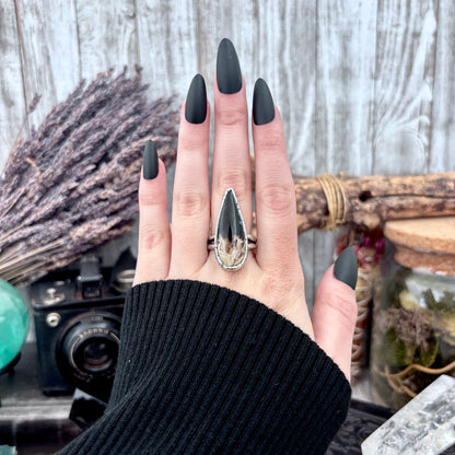Fossilized Palm Root Crystal Ring Fine Silver Size 8.5 / Foxlark Collection - One of a Kind