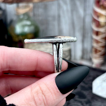 Fossilized Palm Root Crystal Ring Fine Silver Size 8.5 / Foxlark Collection - One of a Kind