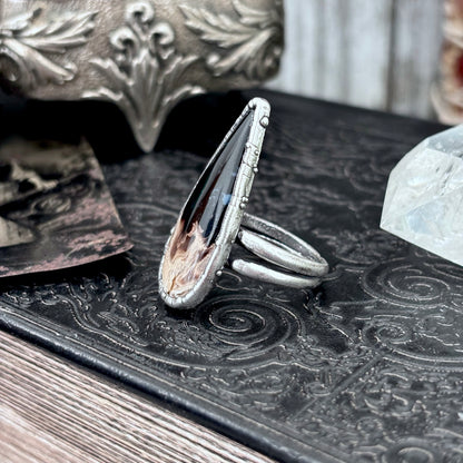 Fossilized Palm Root Crystal Ring Fine Silver Size 8.5 / Foxlark Collection - One of a Kind