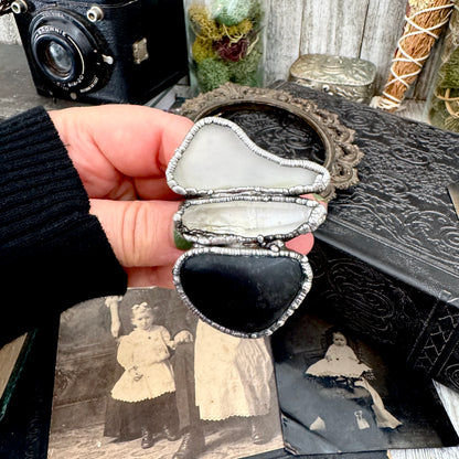 Multi Stone River Rock Clear Quartz and Sea-glass Ring In Silver Size 8.5 / Foxlark Collection FOXLARK