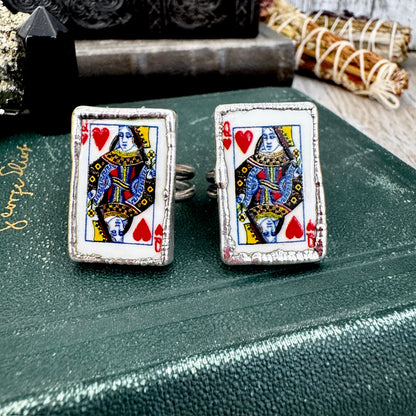 Playing Games - Queen Of Hearts Playing Card Ring Fine Silver Size 9 11 / One of a Kind