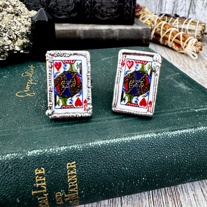 Playing Games - Jack Of Hearts Playing Card Ring Fine Silver Size 8 10 / One of a Kind.