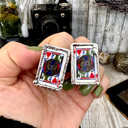 Playing Games - Jack Of Hearts Playing Card Ring Fine Silver Size 8 10 / One of a Kind.