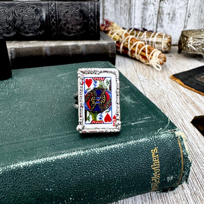 Playing Games - Jack Of Hearts Playing Card Ring Fine Silver Size 8 10 / One of a Kind.