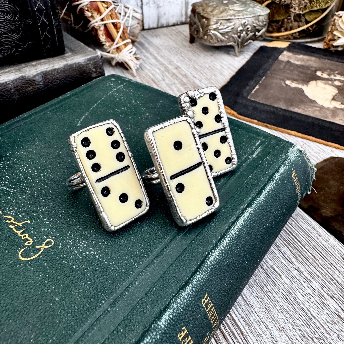 Playing Games - Dominos Ring Fine Silver Size 6 7 8 9 10 11 / One of a Kind