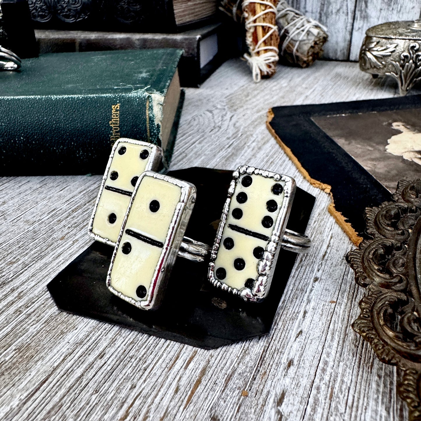 Playing Games - Dominos Ring Fine Silver Size 6 7 8 9 10 11 / One of a Kind