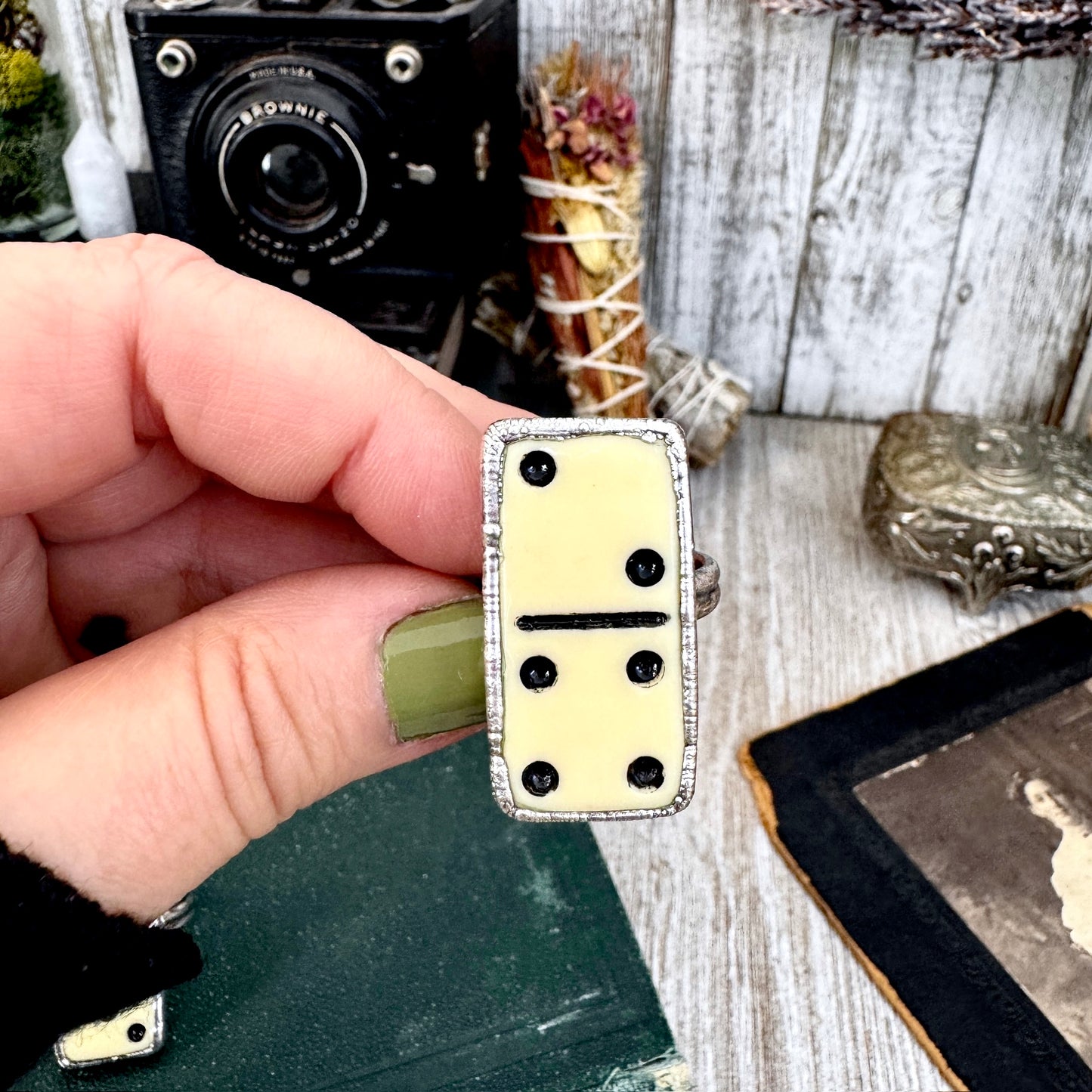 Playing Games - Dominos Ring Fine Silver Size 6 7 8 9 10 11 / One of a Kind