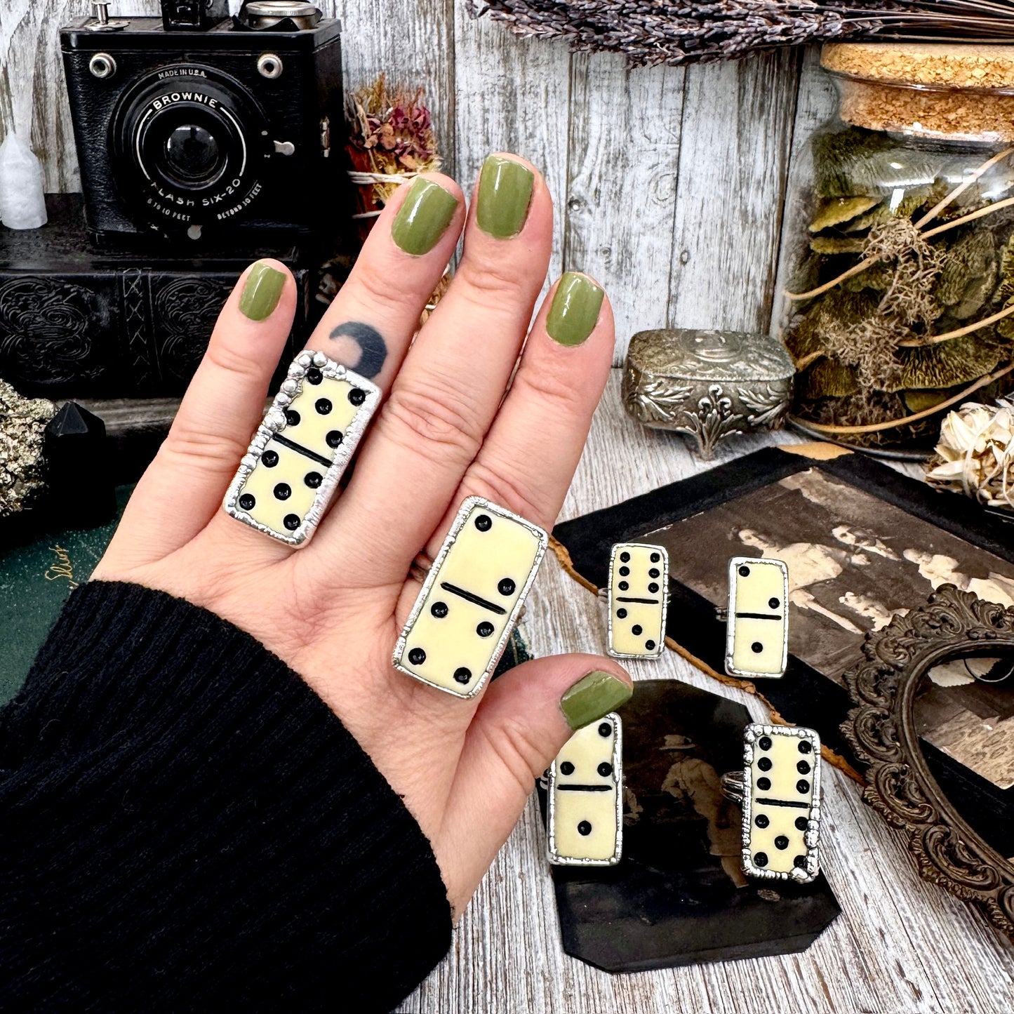 Playing Games - Dominos Ring Fine Silver Size 6 7 8 9 10 11 / One of a Kind