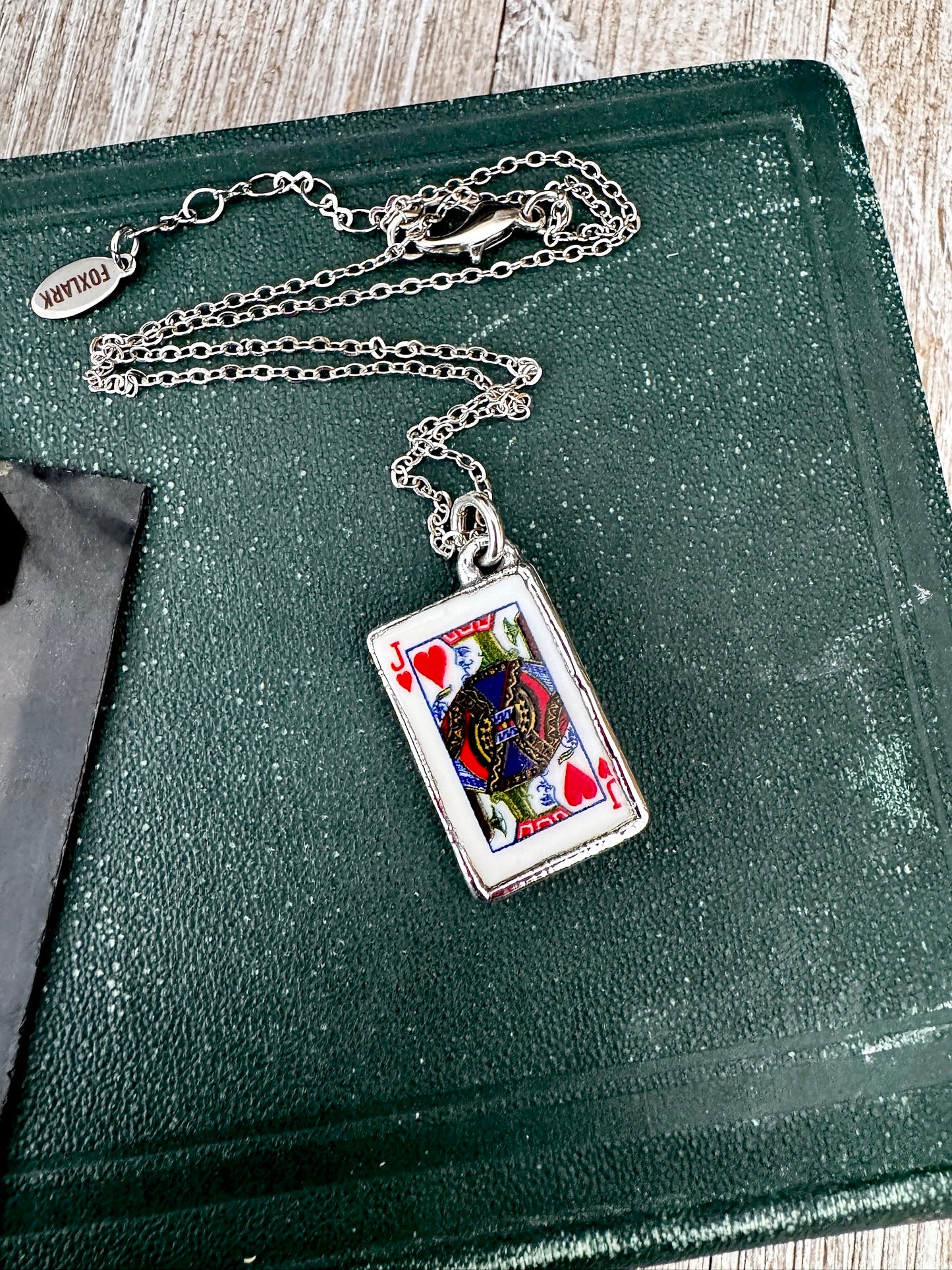 Playing Games - King Of Hearts Playing Card Necklace Fine Silver - One of a Kind
