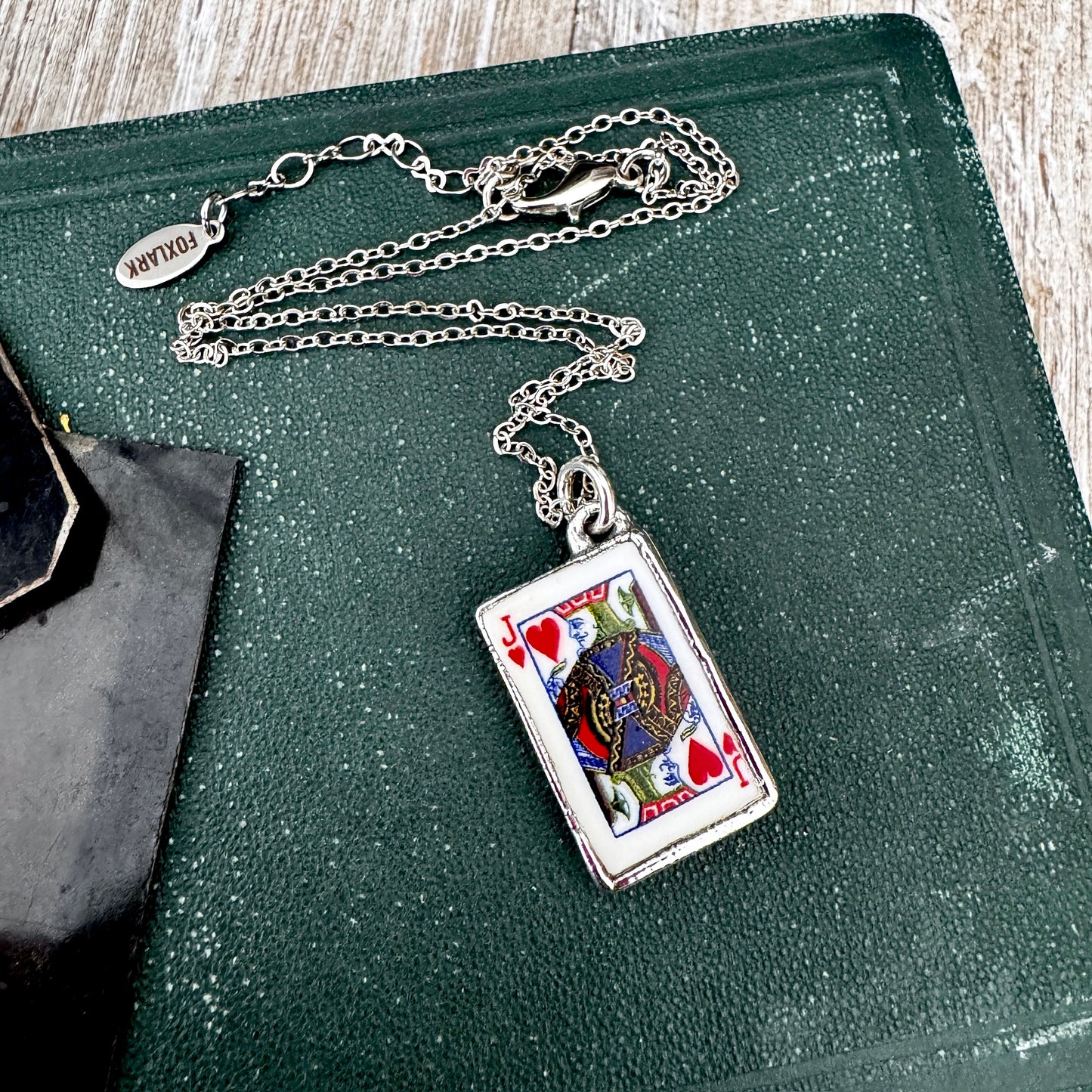 Playing Games - King Of Hearts Playing Card Necklace Fine Silver - One of a Kind