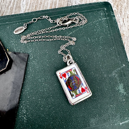 Playing Games - King Of Hearts Playing Card Necklace Fine Silver - One of a Kind