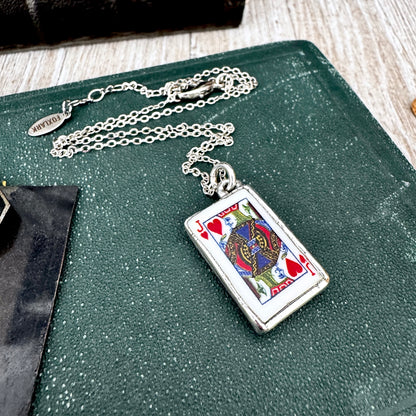Playing Games - King Of Hearts Playing Card Necklace Fine Silver - One of a Kind
