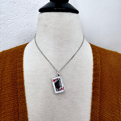 Playing Games - King Of Hearts Playing Card Necklace Fine Silver - One of a Kind