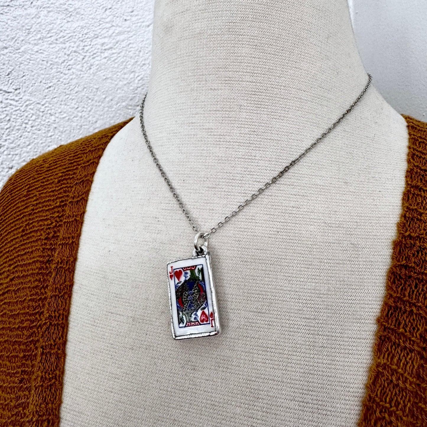Playing Games - King Of Hearts Playing Card Necklace Fine Silver - One of a Kind