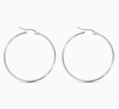 The Everyday Charm Collector Hoop Earrings - Round Tube Stainless Steel Earring Hoops from the Lucky Charm Bar by Foxlark