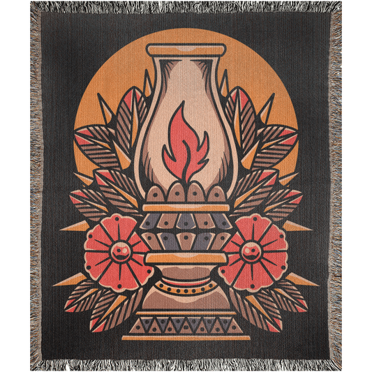 Lantern Traditional Tattoo Style - Woven Blanket.