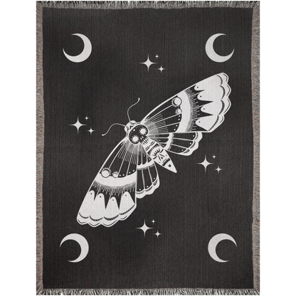 Moth and Moon - Woven Blanket.