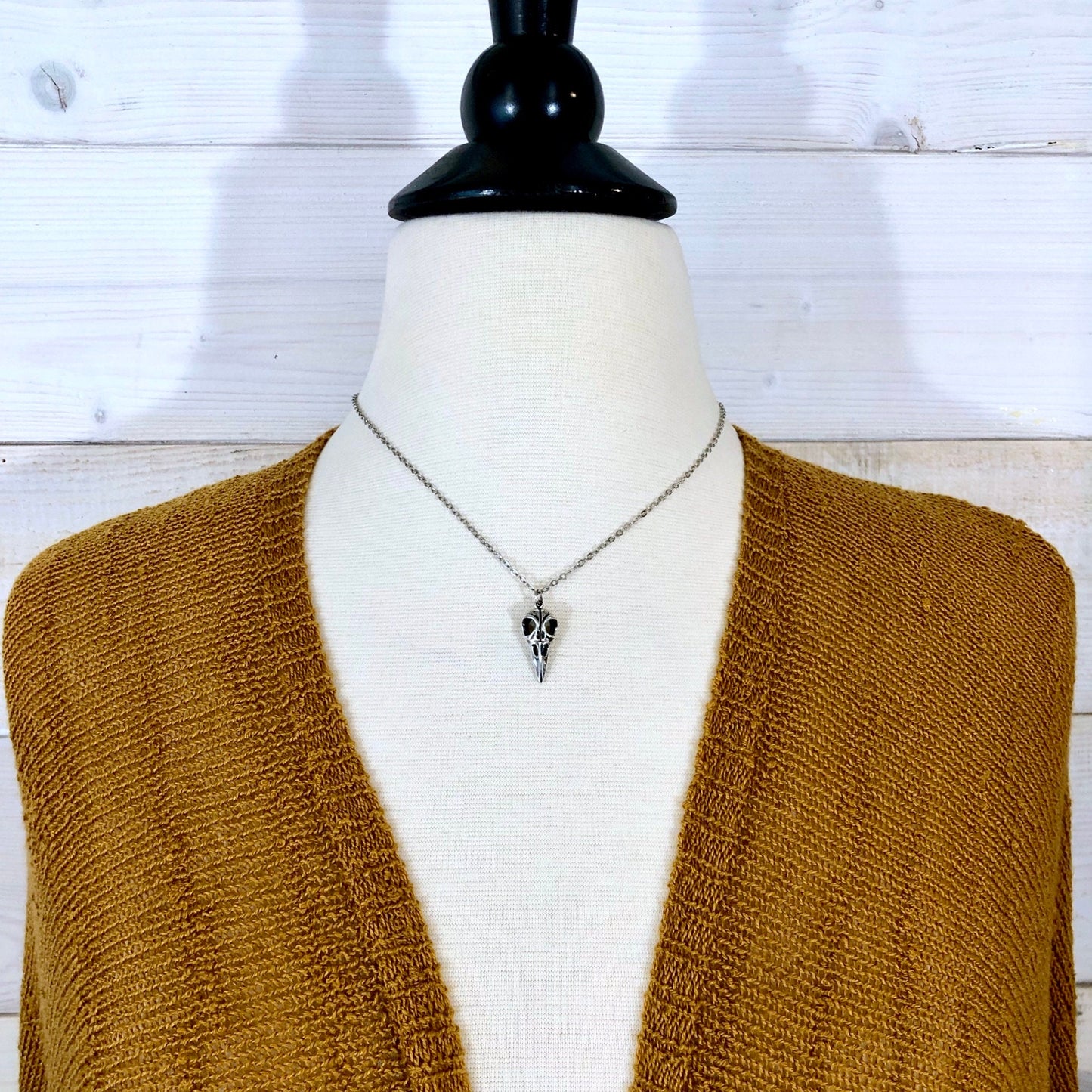 Tiny Talisman Collection - Sterling Silver Raven Skull Necklace Pendant 22x10mm / Curated Collection