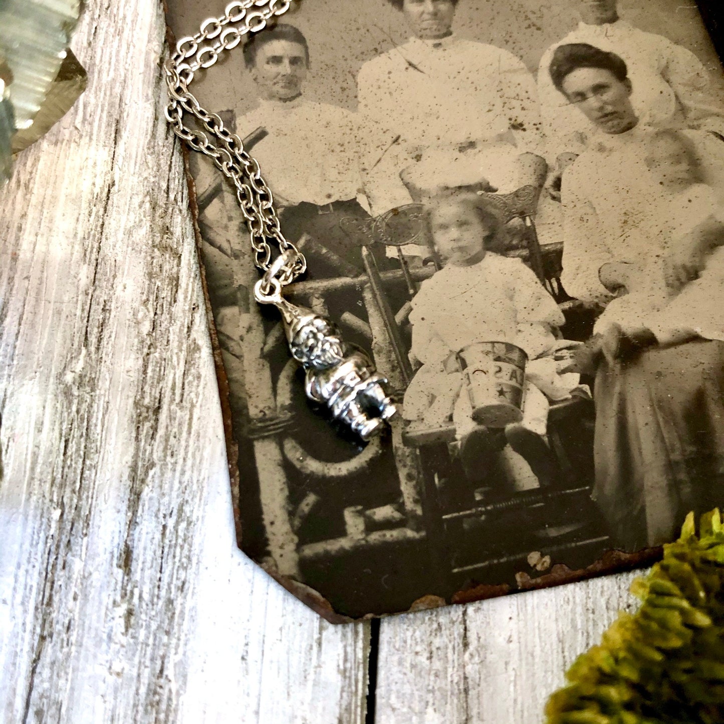 Tiny Talisman Collection - Sterling Silver Teeny Garden Gnome Necklace Pendant 19x7mm / Curated Collection