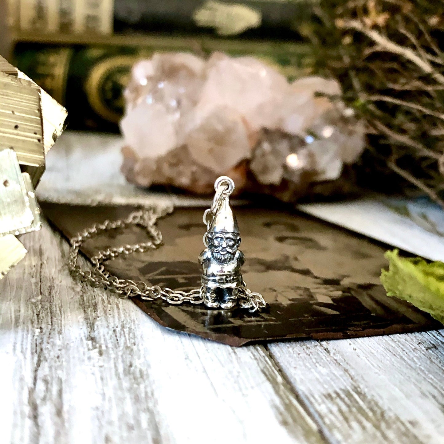 Tiny Talisman Collection - Sterling Silver Teeny Garden Gnome Necklace Pendant 19x7mm / Curated Collection