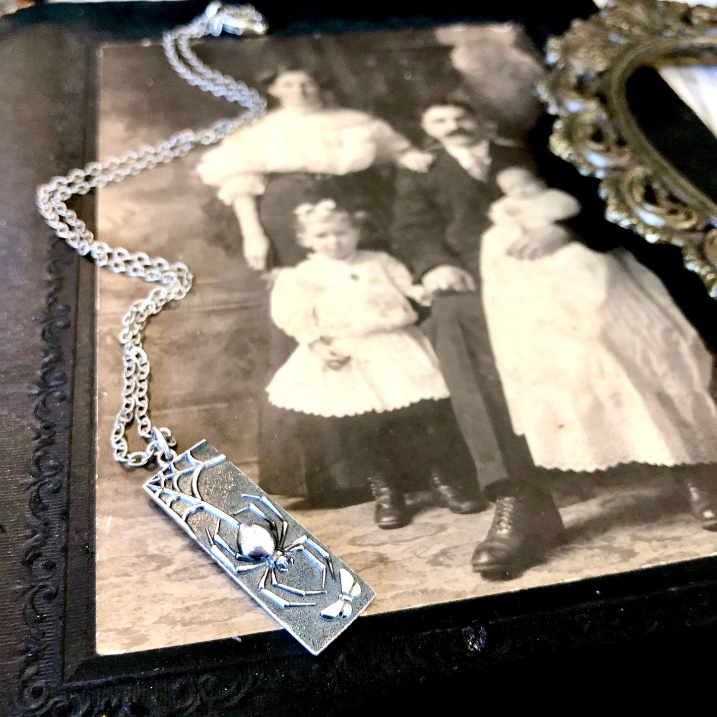 Tiny Talisman Collection - Sterling Silver Spider Necklace Pendant 32mm /