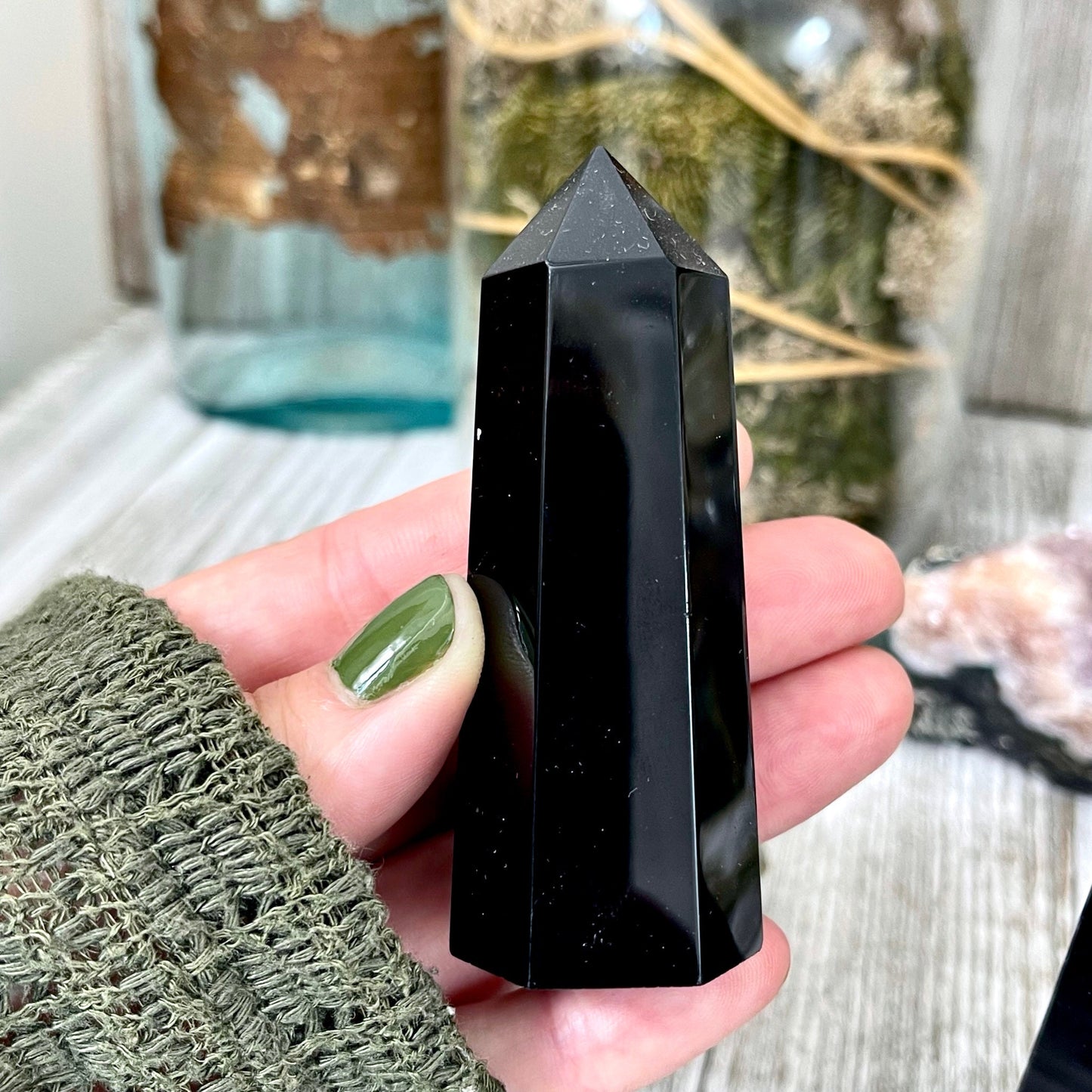 Self Standing Black Obsidian Point / FoxlarkCrystals