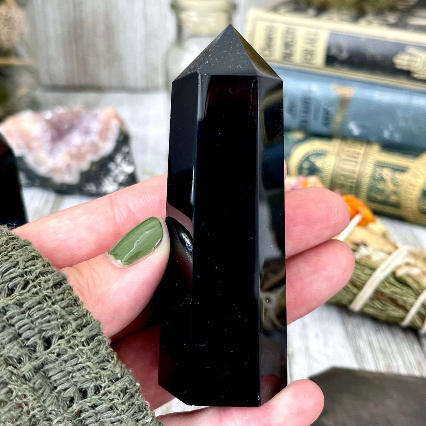 Self Standing Black Obsidian Point / FoxlarkCrystals