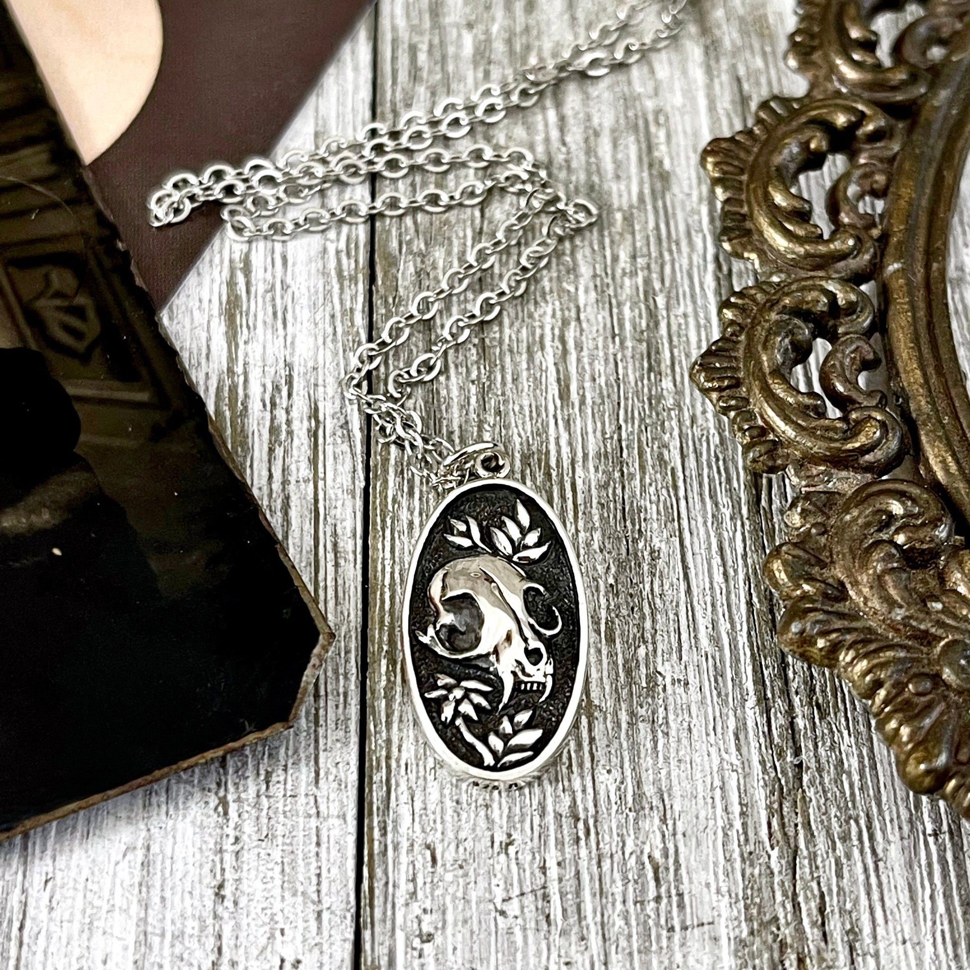 Tiny Talisman Collection - Sterling Silver Cat Skull 23x12mm /