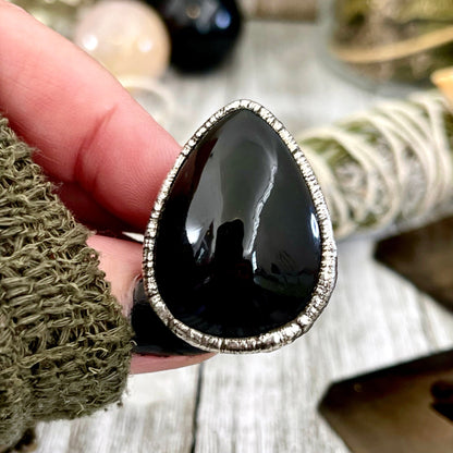 Big Bold Jewelry, Big Crystal Ring, Big Silver Ring, Big Statement Ring, Big Stone Ring, Black Obsidian, Bohemian Jewelry, Etsy ID: 1546624574, FOXLARK- RINGS, Jewelry, Large Boho Ring, Large Crystal Ring, Natural stone ring, Rings, silver crystal ring, S