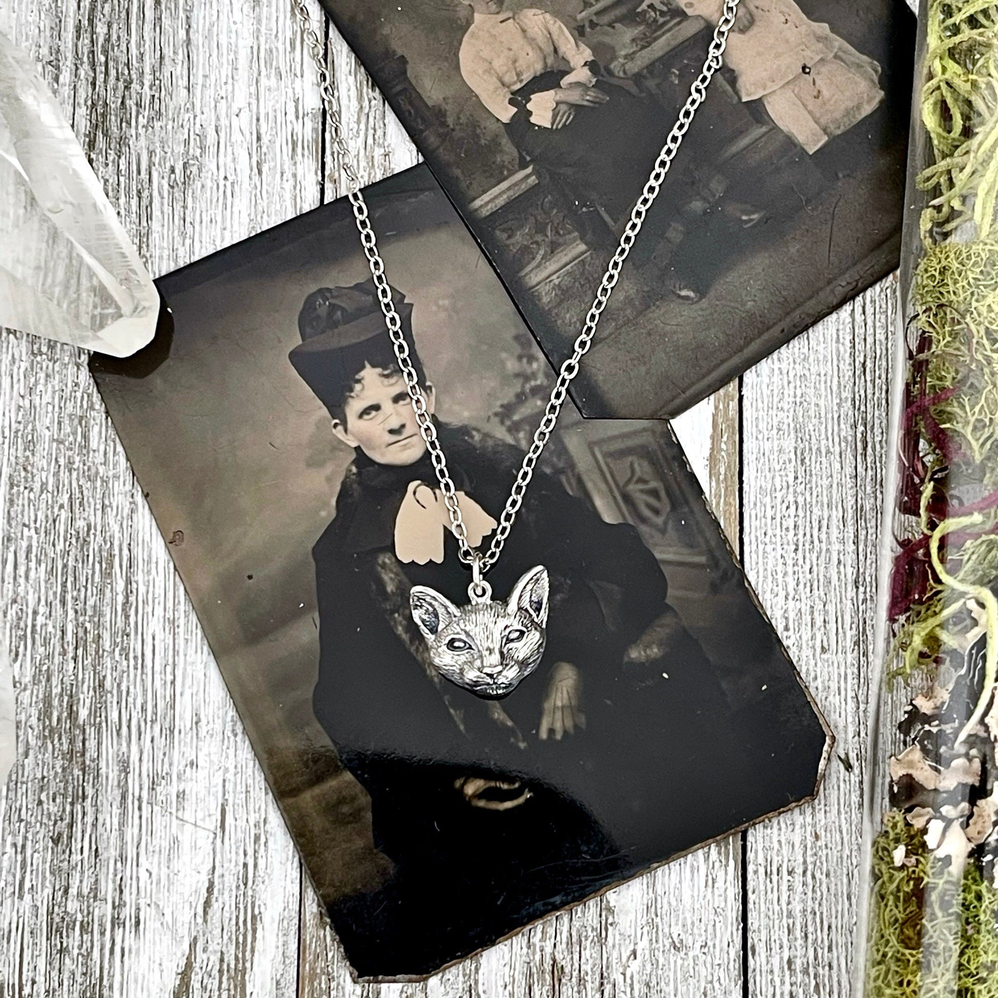 Tiny Talisman Collection - Sterling Silver Cat Necklace Pendant 17mm /