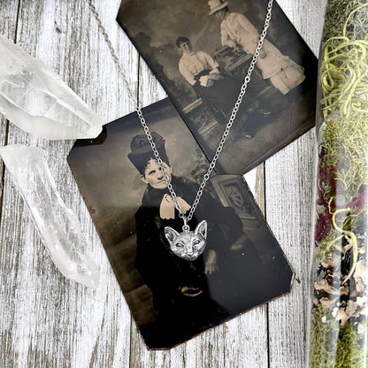 Tiny Talisman Collection - Sterling Silver Cat Necklace Pendant 17mm /