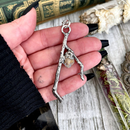 Sticks & Stones Collection- Citrine Necklace in Fine Silver // Big Crystal Necklace Witchy Jewelry Gothic Pendant Alternative Jewelry