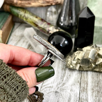 Size 8.5 Big Fossilized Coral Silver Statement Ring in Fine Silver / Foxlark Collection - One of a Kind / Big Crystal Ring Witchy Jewelry